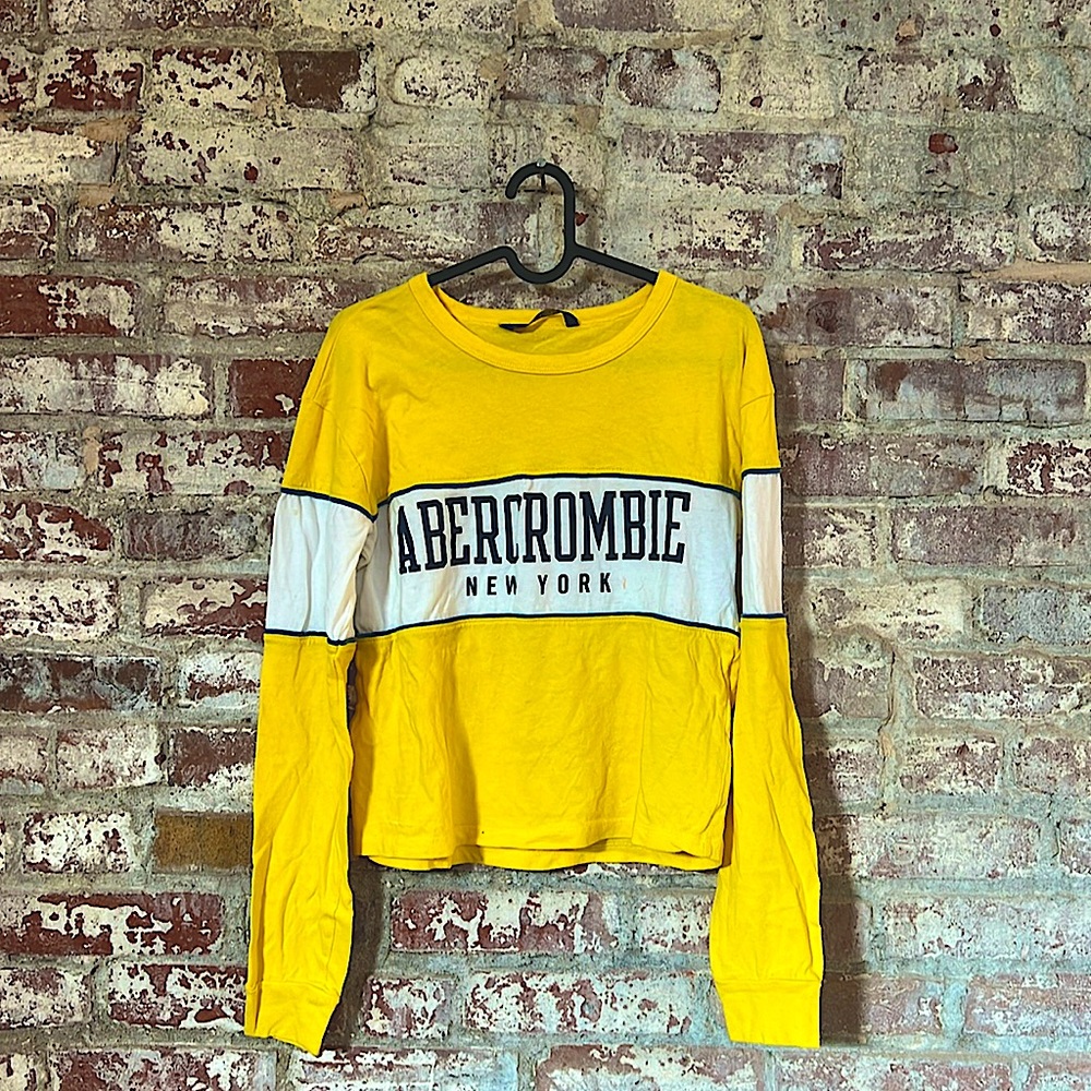 Abercrombie & Fitch New York Long Sleeve T-Shirt Yellow XS in mint condition